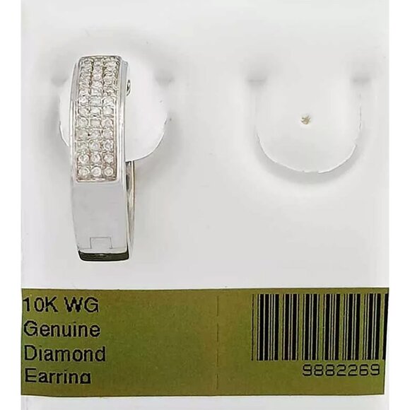 Genuine 0.20 Cts Diamond Hoop Earring (Single) 14k White Gold